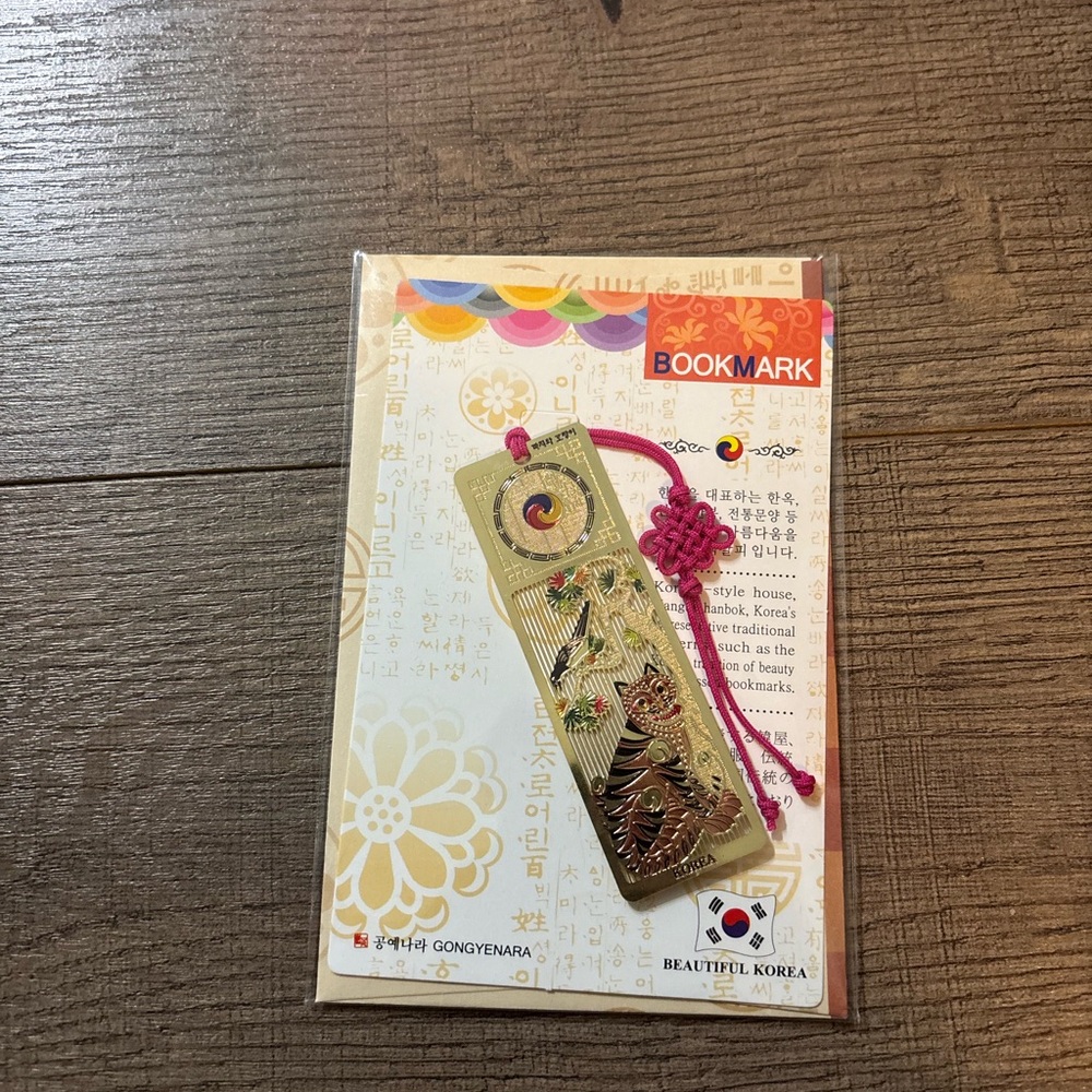 Free with purchase Gold Korean Bookmark with Pink Tassel